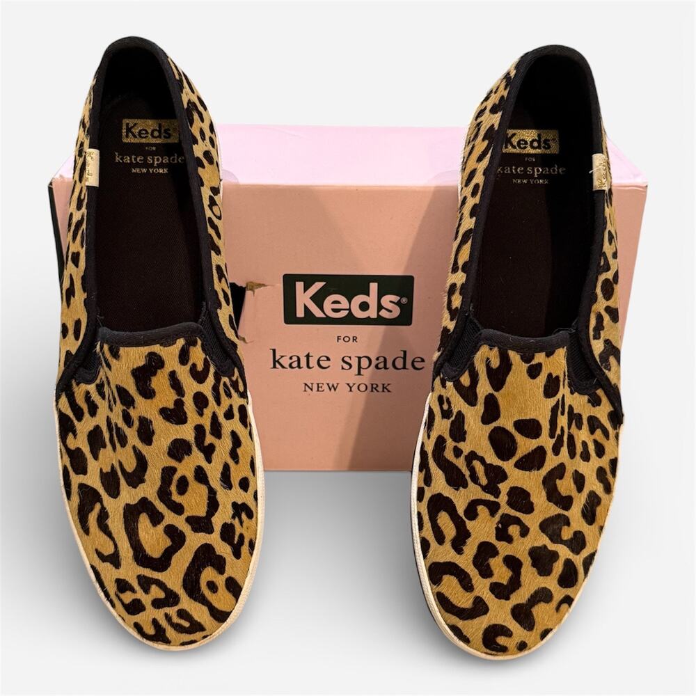 Keds x Kate Spade Sneakers Slip-On Pony Hair Leopard Animal Print Comfortable 10